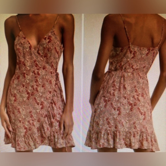 Free People All My Love Pink Multi Floral Print Wrap Slip Dress Sz XS NWT Boho - Picture 1 of 10